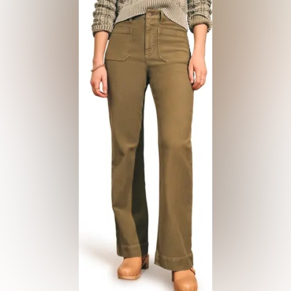 LANDERS High Rise Wide Leg Sailor Pant  in Army Green Size XS-26